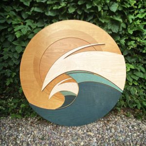 wood wall sculptures, wave sculpture, modern surf art, coastal sculptures