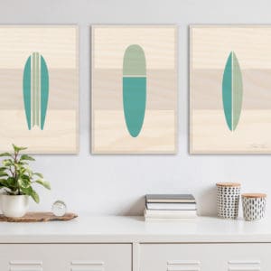 Wooden Surfboard artwork | beach artwork decor | Surfboard wall art | surf room decor