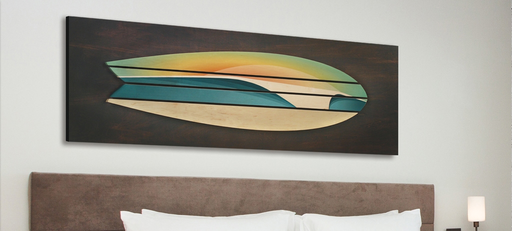 wooden surf board decor | Surf Wall Art | coastal wall sculptures | san diego surf art | beach artwork decor