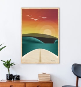 WOODEN SURFBOARD DECOR | Surf art prints