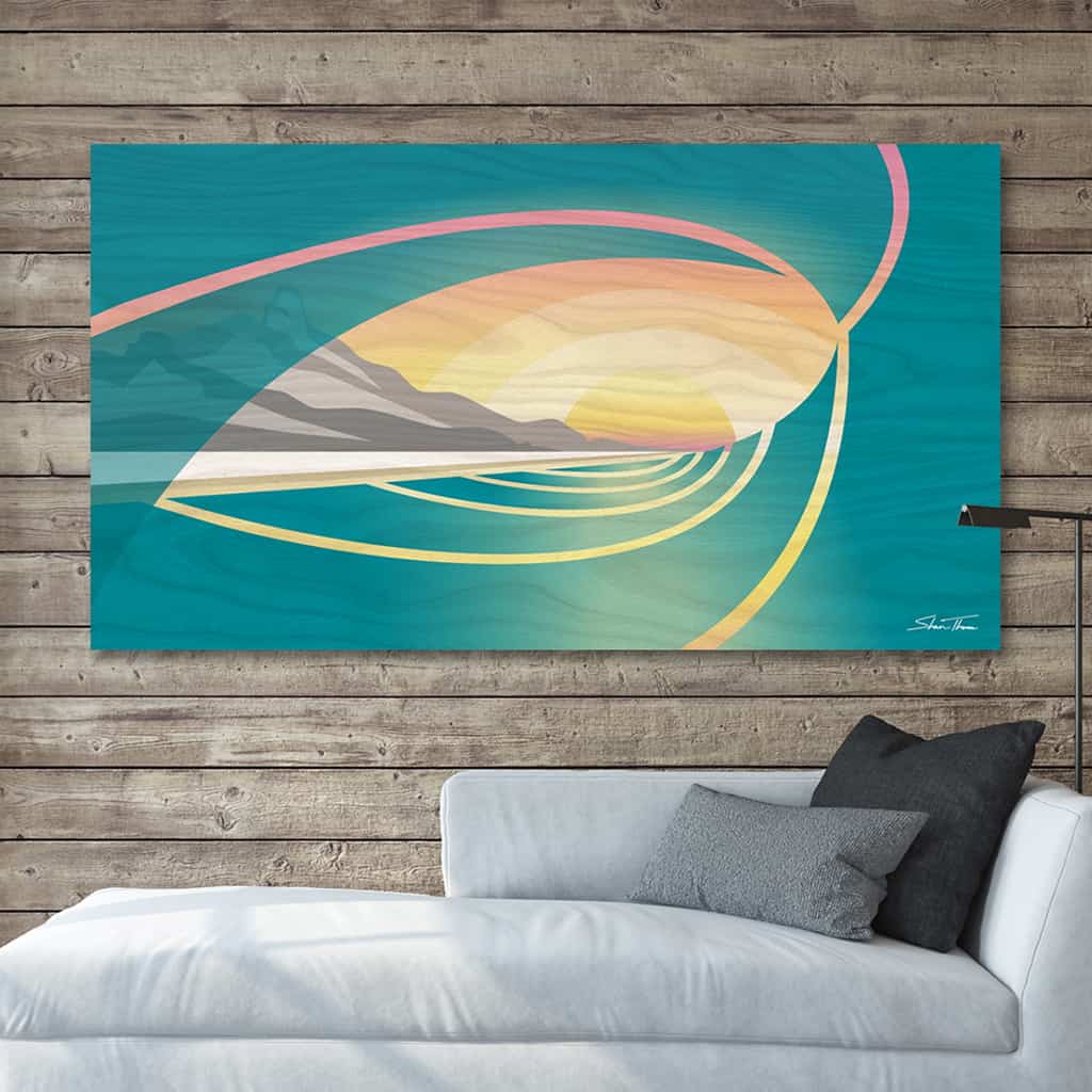wave art, barrel surf art, modern coastal art