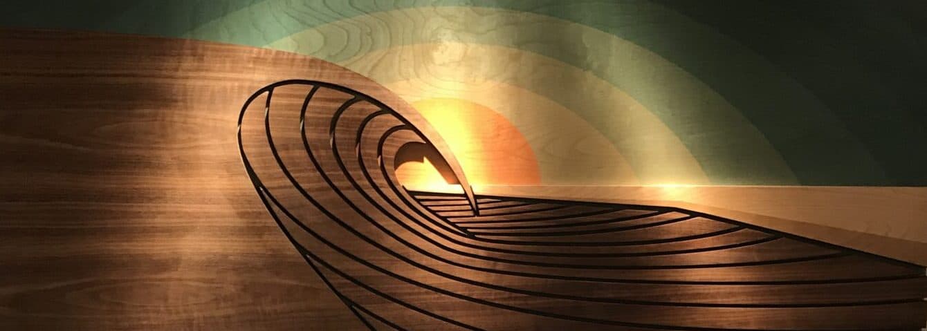 Sunset Peak Wave Art Sculpture: The Infinite Wave