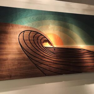 wood wave wall sculpture, Laguna beach art gallery by shaun thomas, carving waves in wood, ocean wave sculpture, ocean wave art, wooden wave wall art