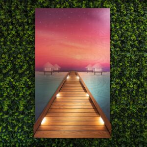 Bora Bora overwater bungalow, art of fiji, wood wall sculpture art