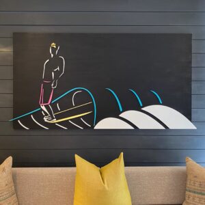 endless summer, retro wave art, wave sculpture